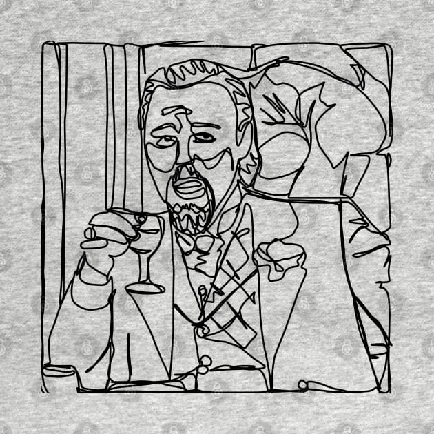 Leo Drinking Wine Meme Minimal Line Art by ellenhenryart